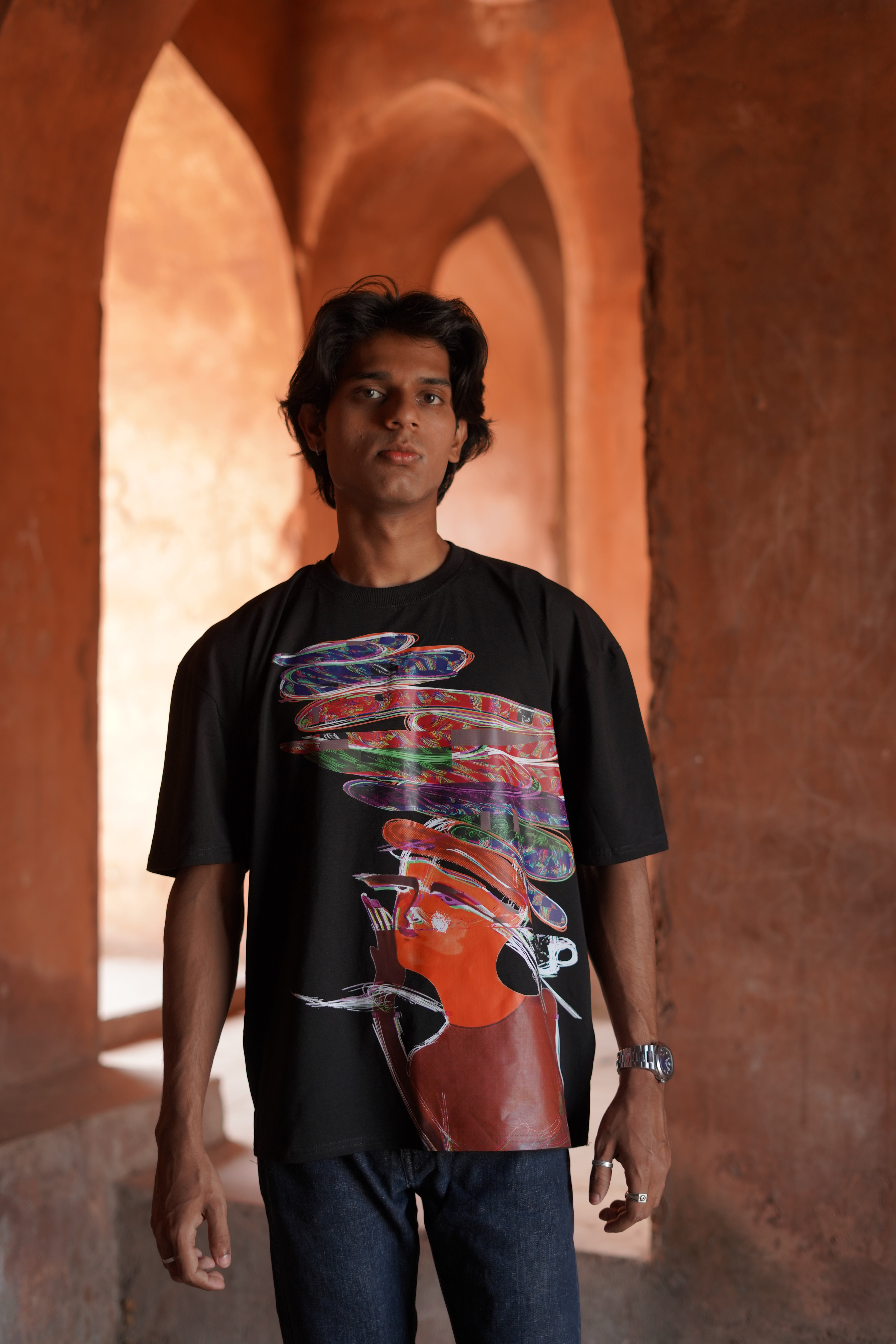 Too Many Tabs Open - Black Oversized Boxy Fit Unisex T-Shirt