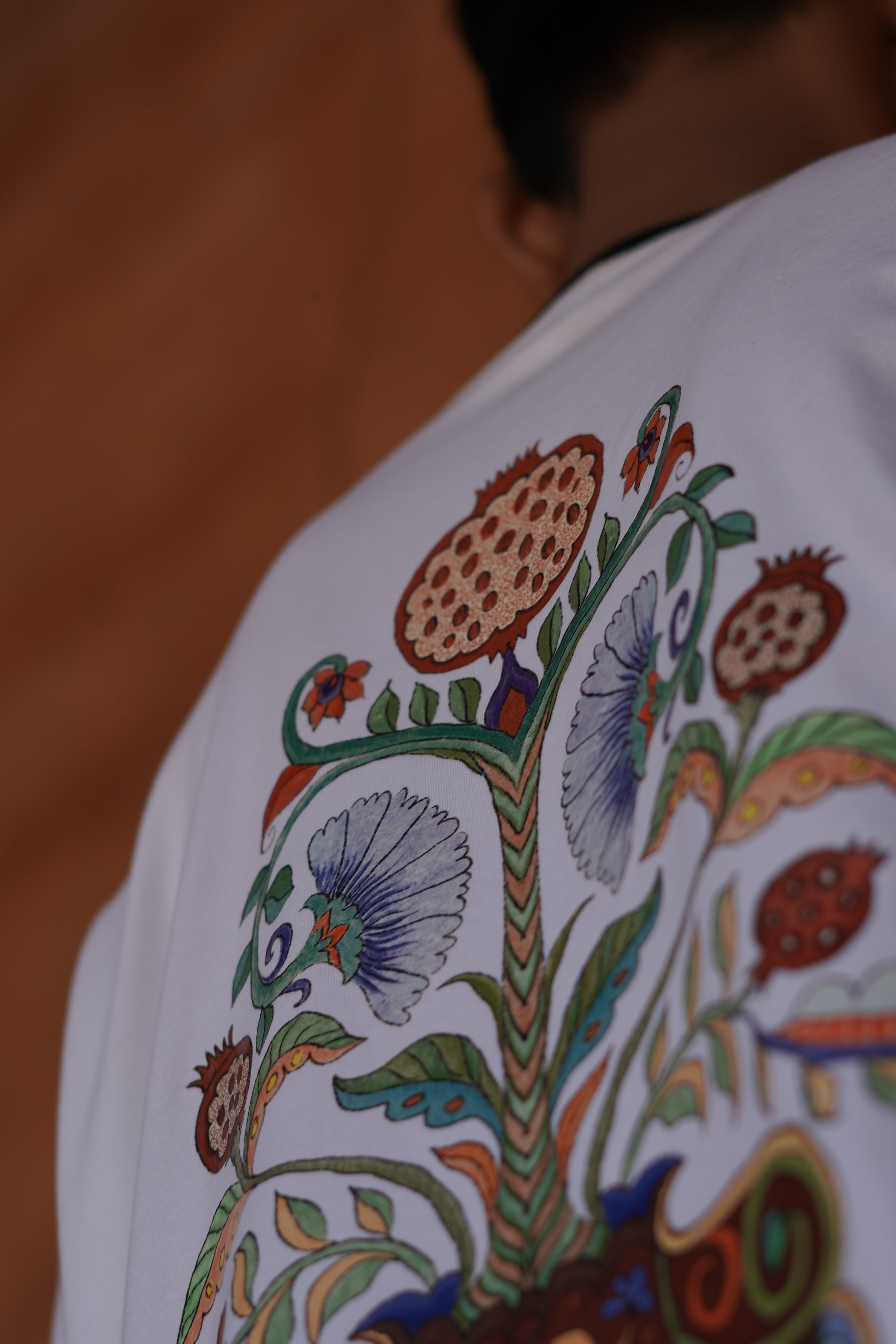 Bloom - White Oversized Boxy Fit Unisex T-Shirt