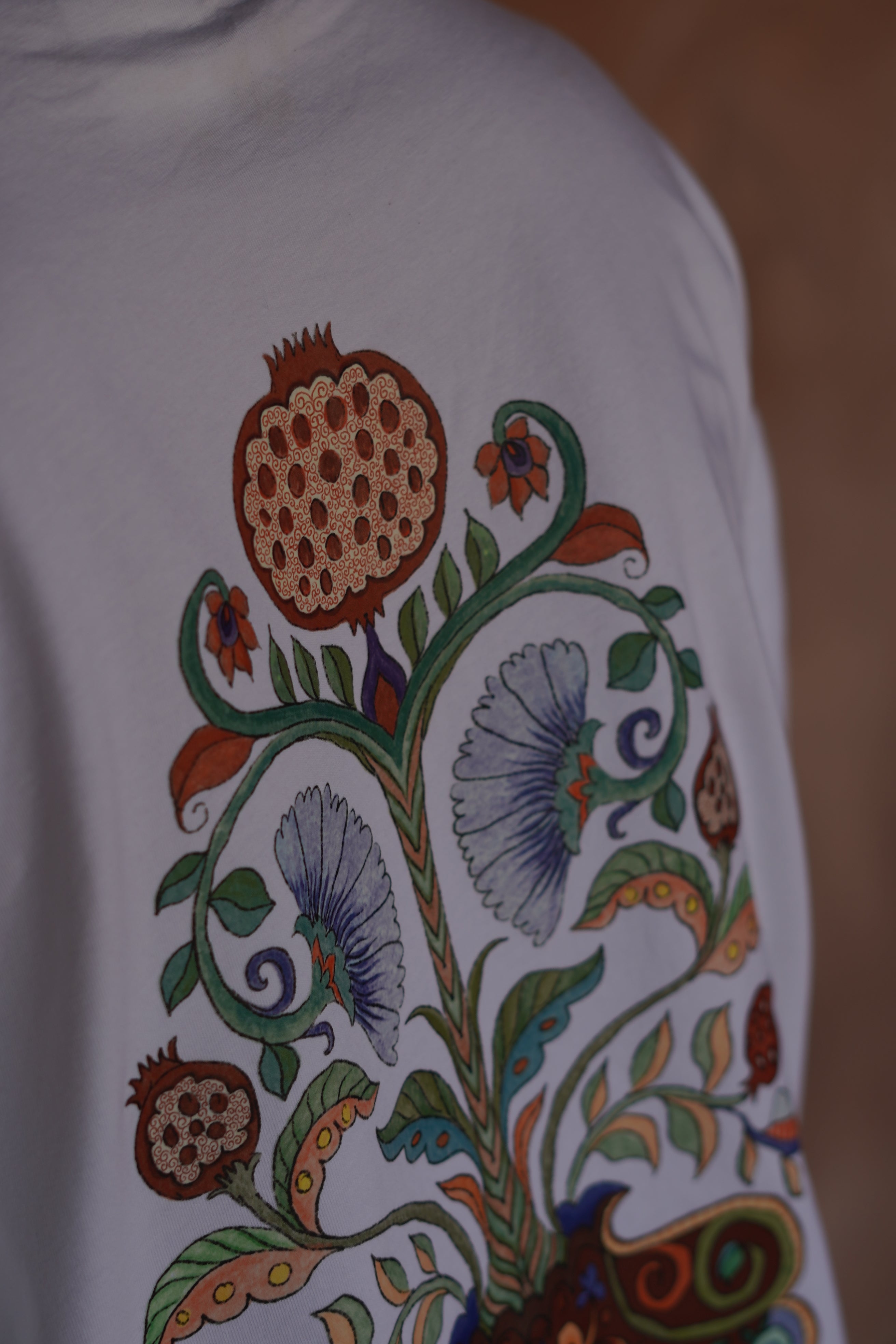 Bloom - White Oversized Boxy Fit Unisex T-Shirt