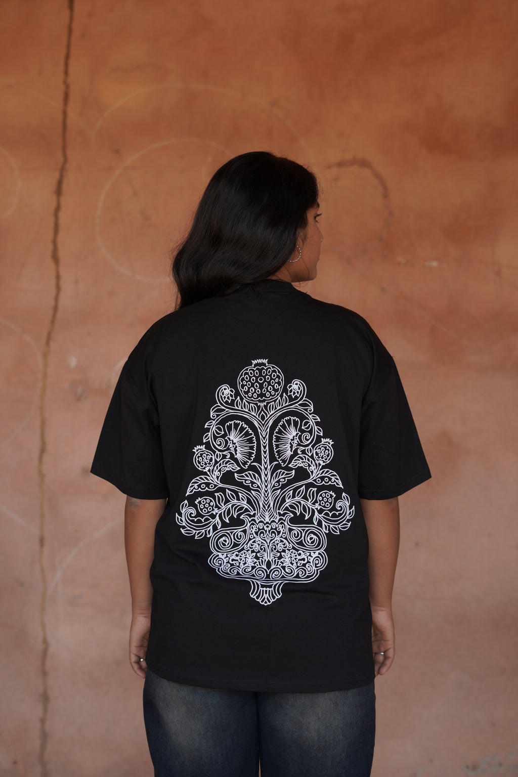 Bloom - Black Oversized Boxy Fit Unisex T-Shirt
