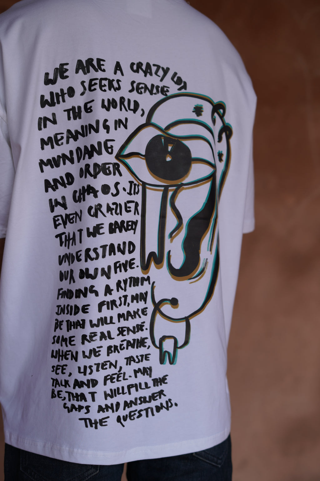 Does It Make Sense - White Oversized Boxy Fit Unisex T-Shirt