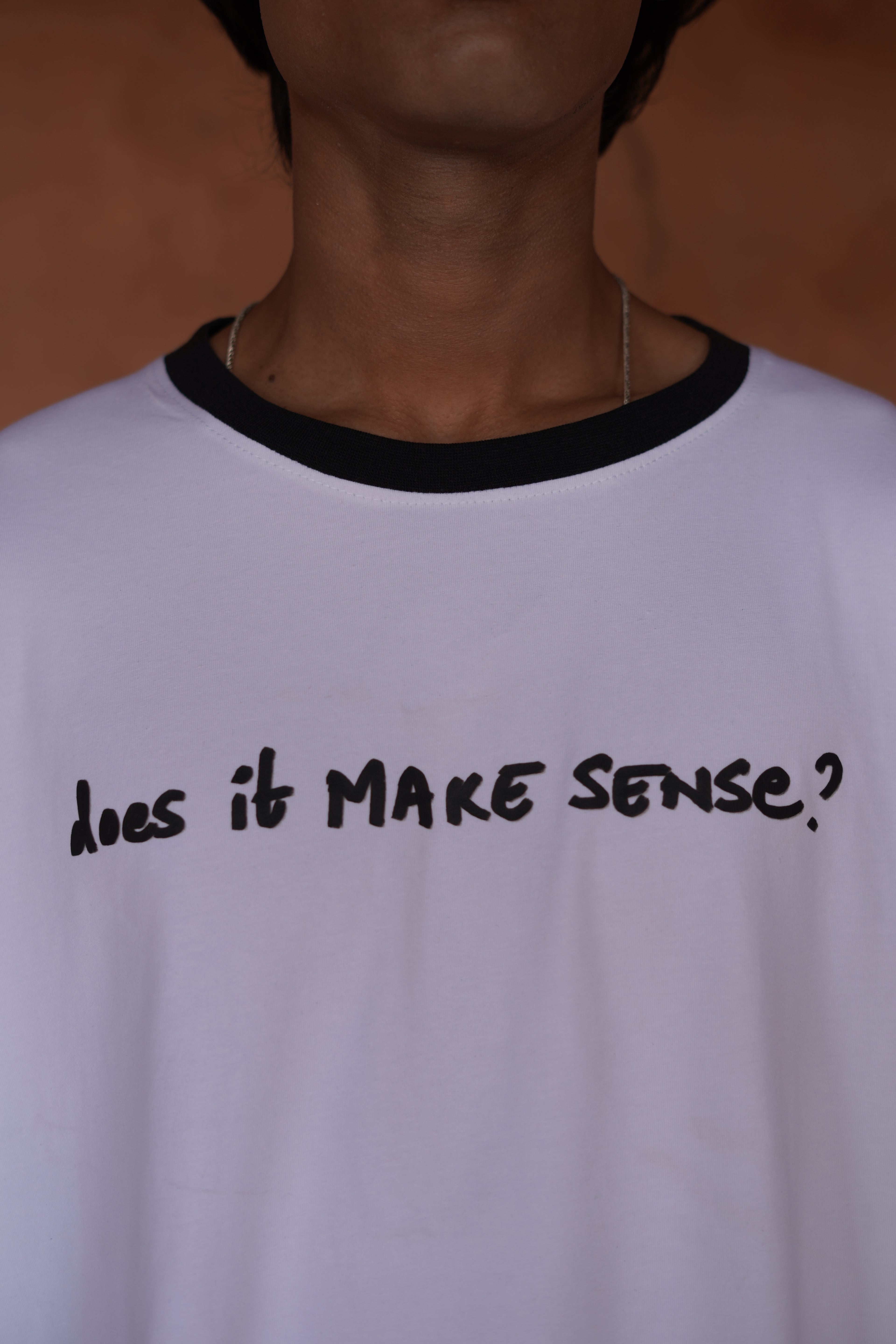 Does It Make Sense - White Oversized Boxy Fit Unisex T-Shirt