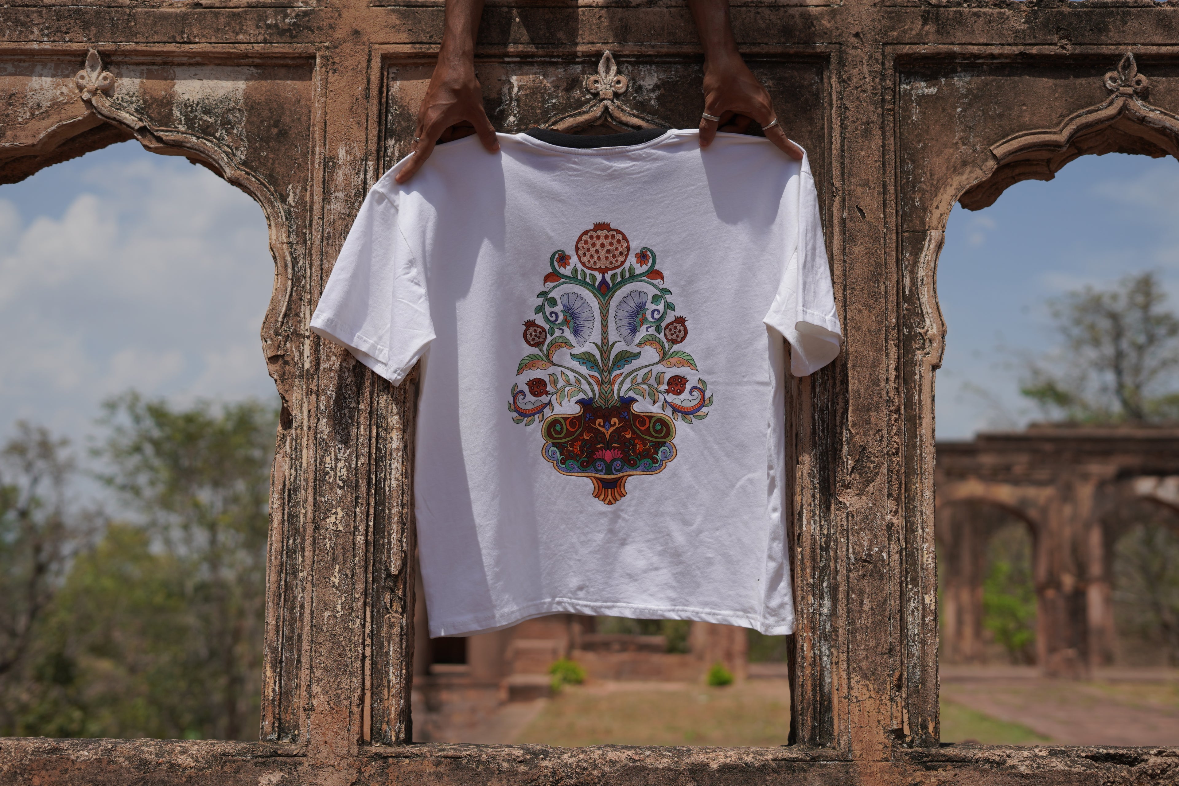 Bloom - White Oversized Boxy Fit Unisex T-Shirt