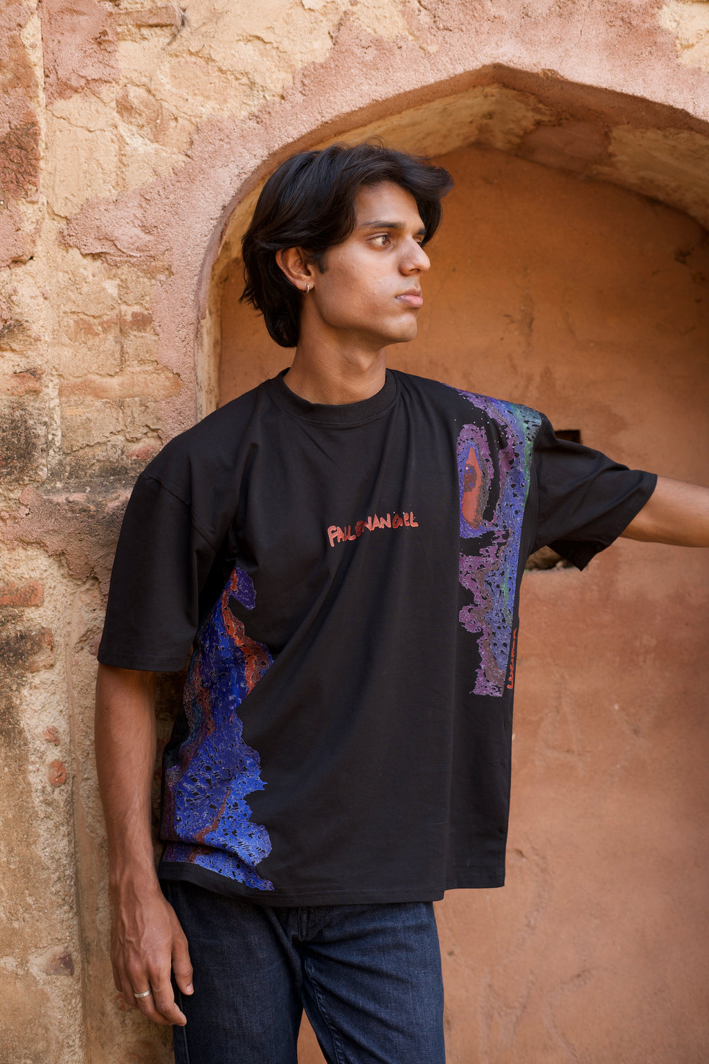 Fallen Angel - Black Oversized Boxy Fit Unisex T-Shirt