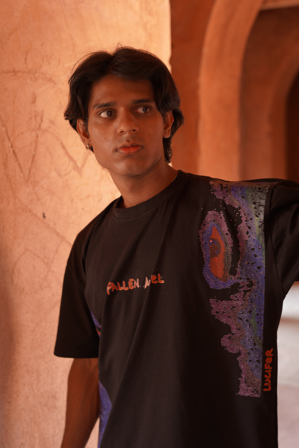 Fallen Angel - Black Oversized Boxy Fit Unisex T-Shirt